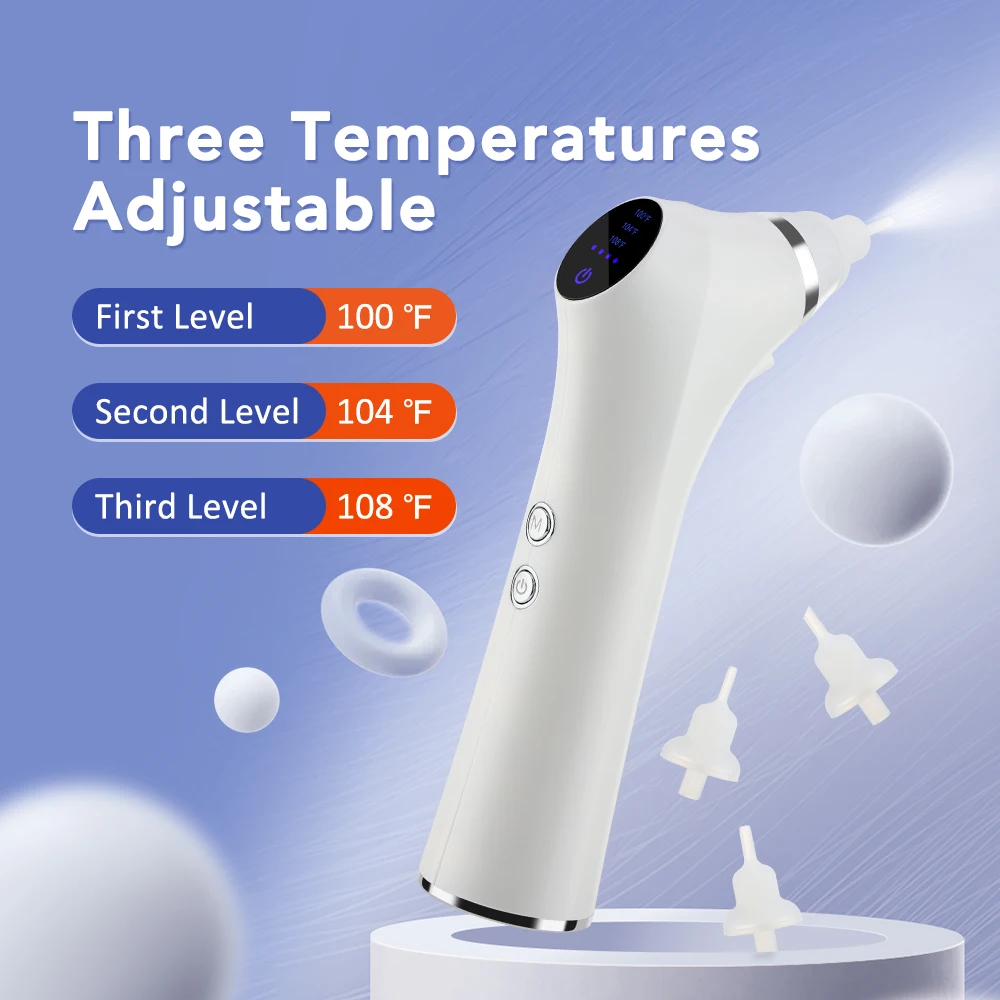 Secador de oídos inteligente de temperatura constante para el hogar con 3 niveles de velocidad del viento para secado y cuidado del conducto auditivo 3 tipos de puntas para los oídos