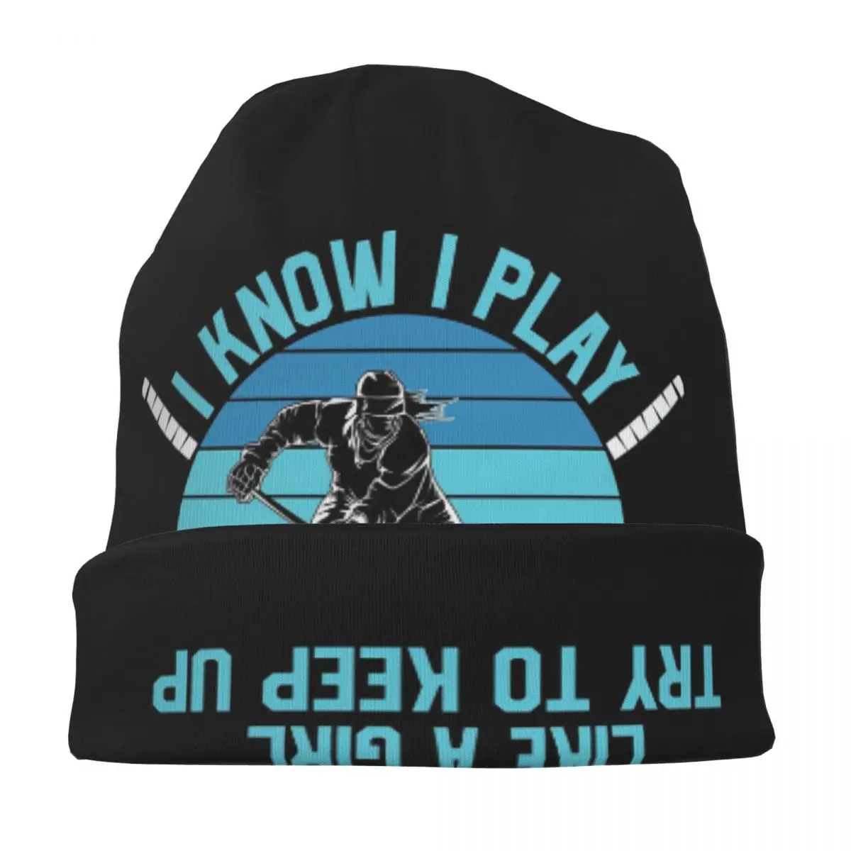 أعلم أنني ألعب مثل فتاة حاول حفظ الهوكي الدافئة محبوك قبعة موضة بونيه قبعة الخريف قبعة صغيرة للرجال النساء الكبار