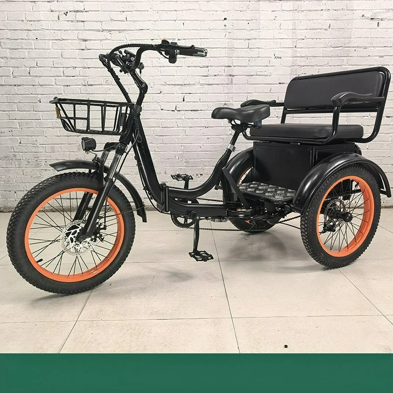 20 Inch Electric Assist Tricycle Front‑rear Basket Heavy‑load Cargo Tricycle