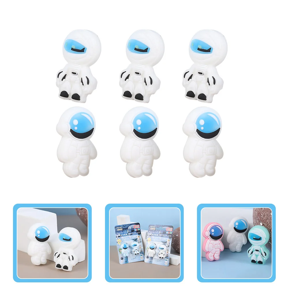 

6 Pcs Astronaut Erasers Mini Space Bulk for Cool Cute Cartoon Adorable Spacemen Rubber