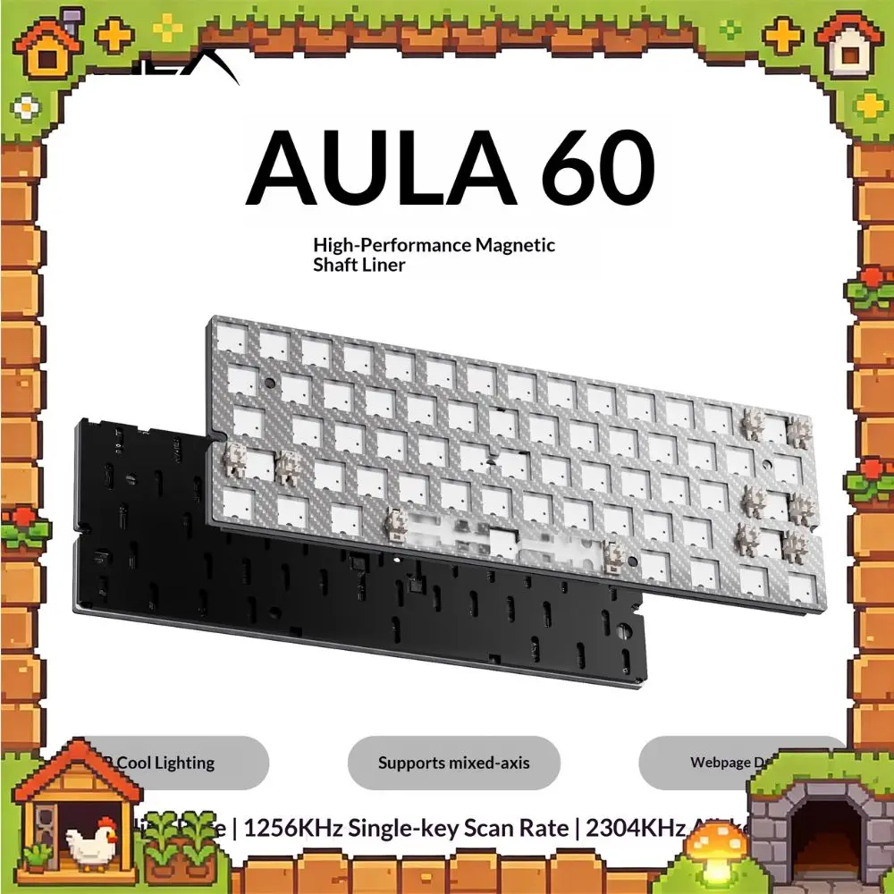 AULA Galaxy600/66/60 Gemini Magnetic Axis Keyboard Inner Case PCB 1.5mm Carbon Fiber Positioning Plate Set Keyboard Accessory