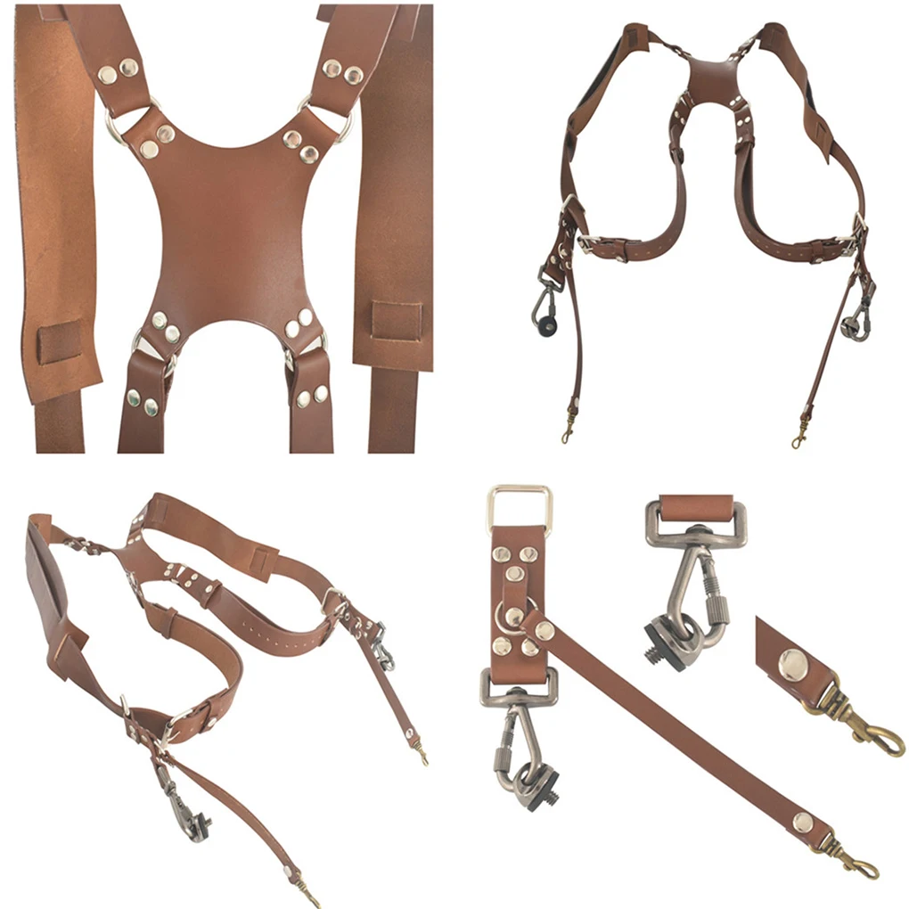 2023 New Camera Strap Leather DSLR Strap Double Shoulder Strap Photography Accessories Camera Harness Strap