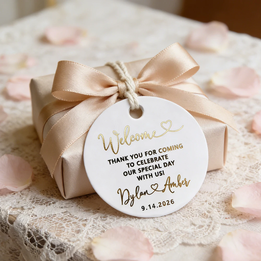 35mm Wedding Label Customization, Gold Text, Hot Stamping Craft Paper Labels, Welcome To The Wedding, Party,Sewing Tags Label