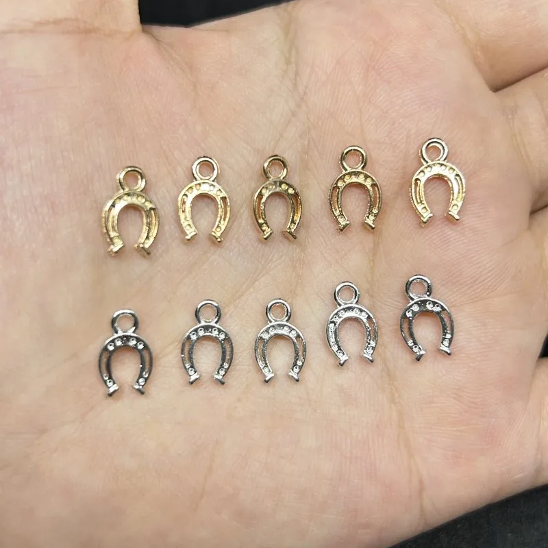 30pcs Lucky Horseshoe Charms Talisman Gold Plated Silver Pendants for Making DIY Jewelry Supplies