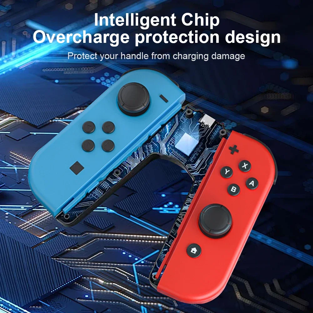 قاعدة شحن محمولة على شكل حرف V لجهاز نينتندو سويتش OLED Joy Con Play أثناء الشحن مع مؤشرات LED