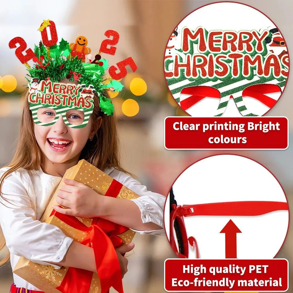 الكرتون عيد الميلاد نظارات الإطار الترتر DIY سانتا كلوز ثلج نظارات رائعة اليدوية السنة الجديدة النظارات الزخرفية حفلة موسيقية الدعائم