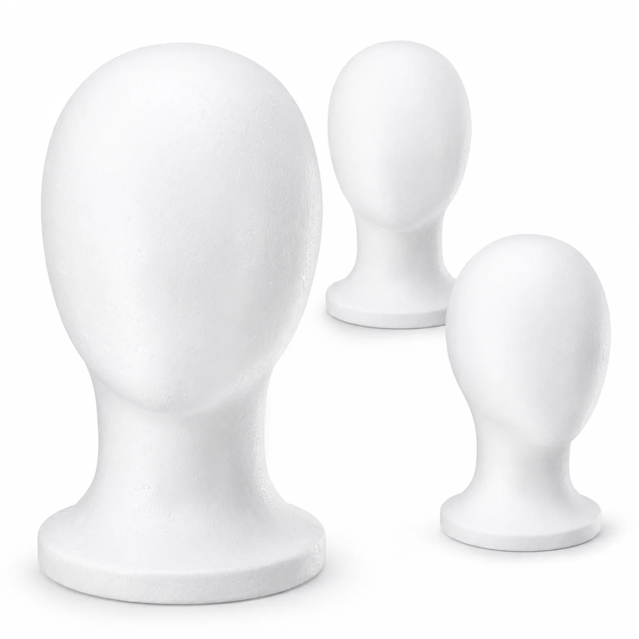 1 Pc 85g Lightweight White Styrofoam Mannequin Display Head, Multifunctional Stand Holder for Styling, Storing and Showing Wigs,
