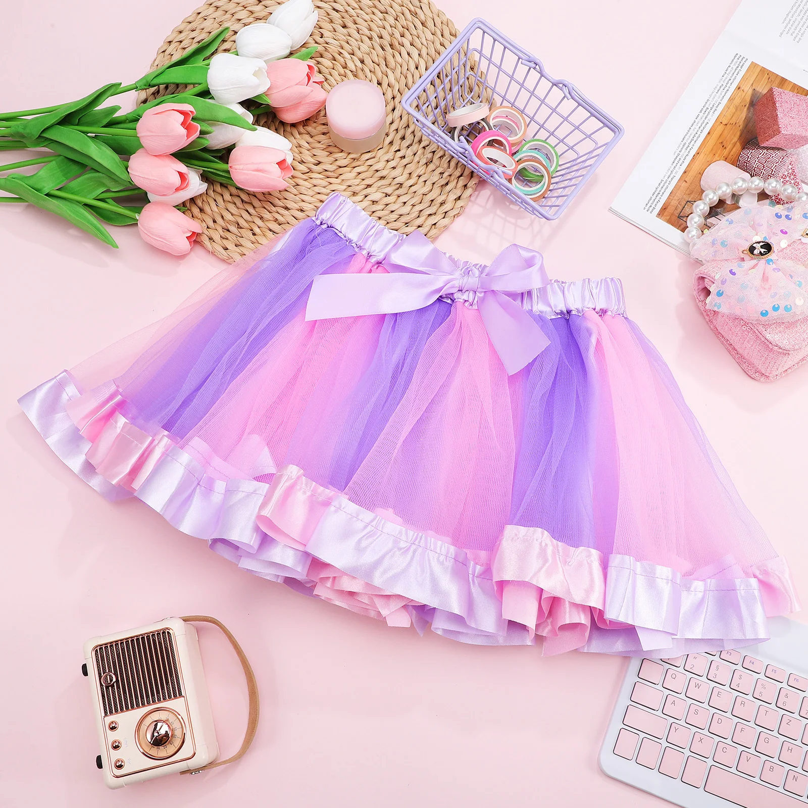 

Girls Tutu Skirt Rainbow Tulle Skirt for Toddlers Comfortable Ballet Dance Wear for Birthday Party Performance Outfit