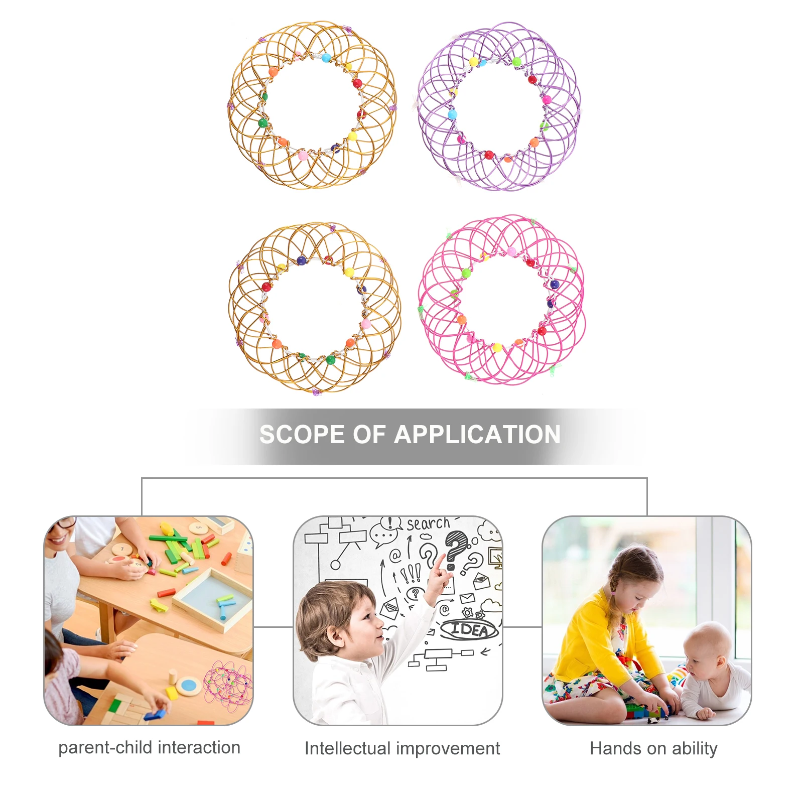 

4pcs Basket 36 Shapes Adjustable Brain Teaser Puzzle For Stress Relief Flexible Sphere Fidget Adults Kids