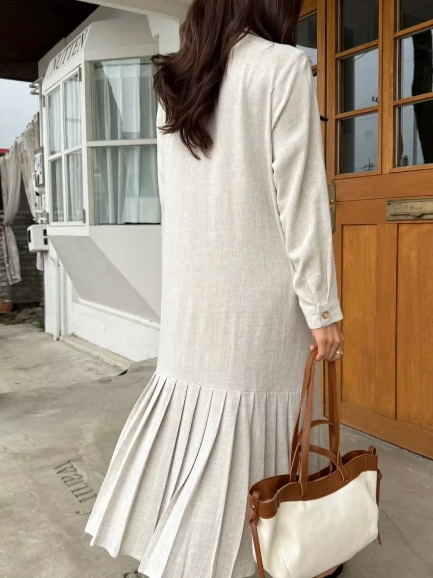 Chic Summer Spring Loose Suit Collar Double Button Plaid Skirt Dr Women's Faionable Commute Pure E-commerce Other Material