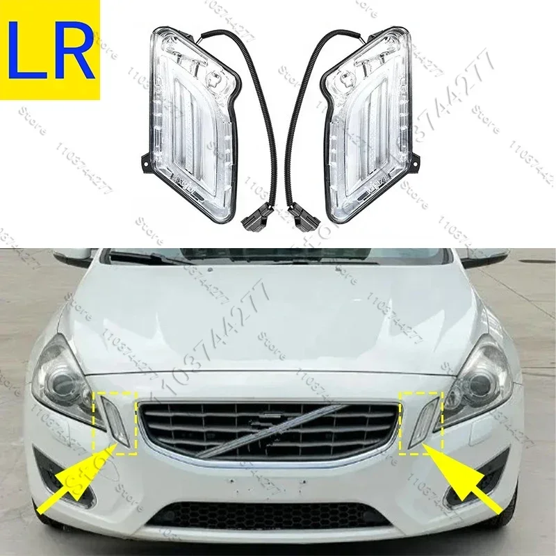 For 2011-2013 Volvo S60 Front LED Day Running Marker Indicator Light Turn Signal Lamp 31278557 31278558