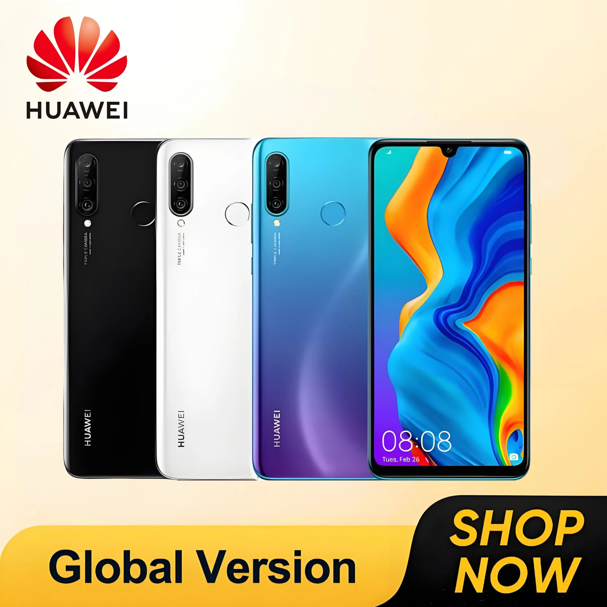 Algemene versie, Huawei-P30 Lite, smartphone Android, 6,15 inch, ontgrendeld, 6 + 128 GB ROM, mobiele telefoons, Google Play, Dual SIM, mobiele telefoons