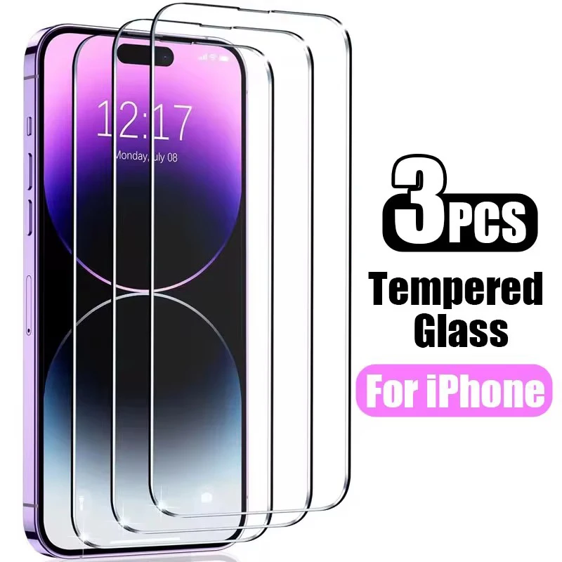 

3PCS Tempered Glass For iPhone 16 15 14 13 12 11 Pro Max Protective Glass On iPhone 16 15 14 13 12 11 XR XS Max Screen Protector