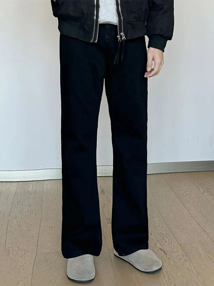 

American Sle Fce Lined Thiened Winter Jeans Men's Straight Leg Jeans Cleanfit Bla Wide Leg Pants High Waist Jeans