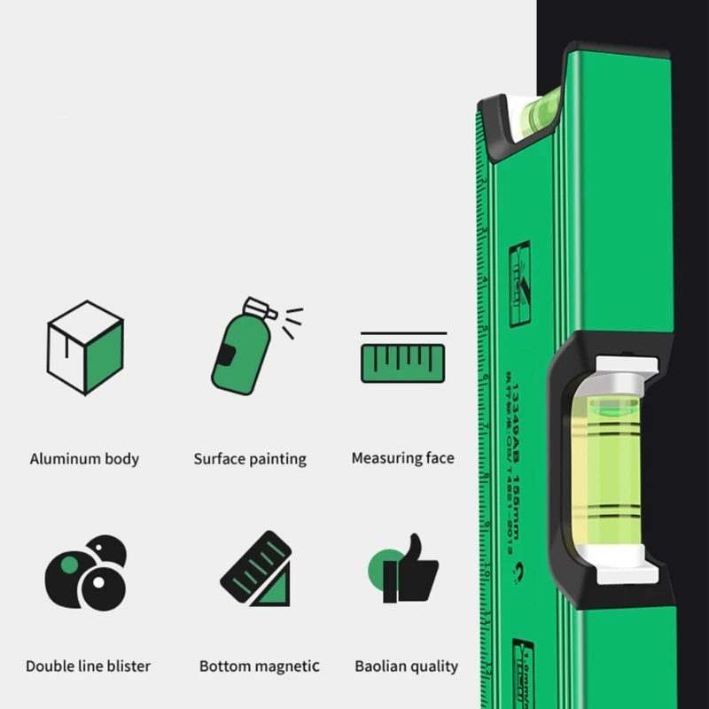 HOT 4/6/7.8Inch Magnetic Torpedos Level and Ruler, 180/90 Degree Bubble,Aluminum Alloy Bubble Levels Measurement Tool