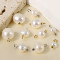 High Quality Real Sea Shell Pearl Charms For Jewelry Making Bulk 304 Stainless Steel Ring No Fade Accessories Beach DIY Earrings