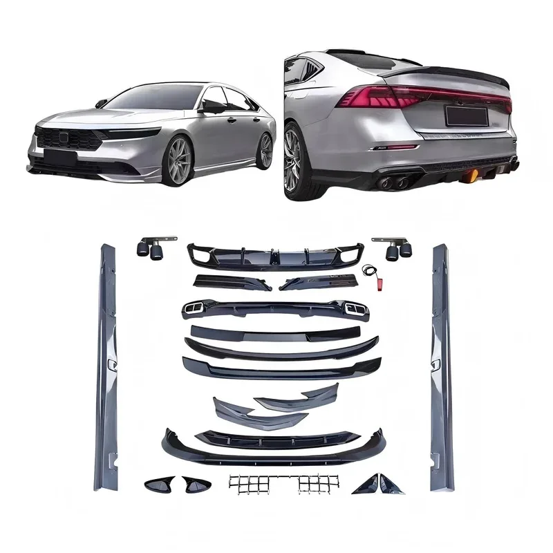 

Modification For 11th Ac-cord ABS Material Side Skirts Rear Spoiler New Body Kit Front and Rear Bumper Auto Parts Accessor