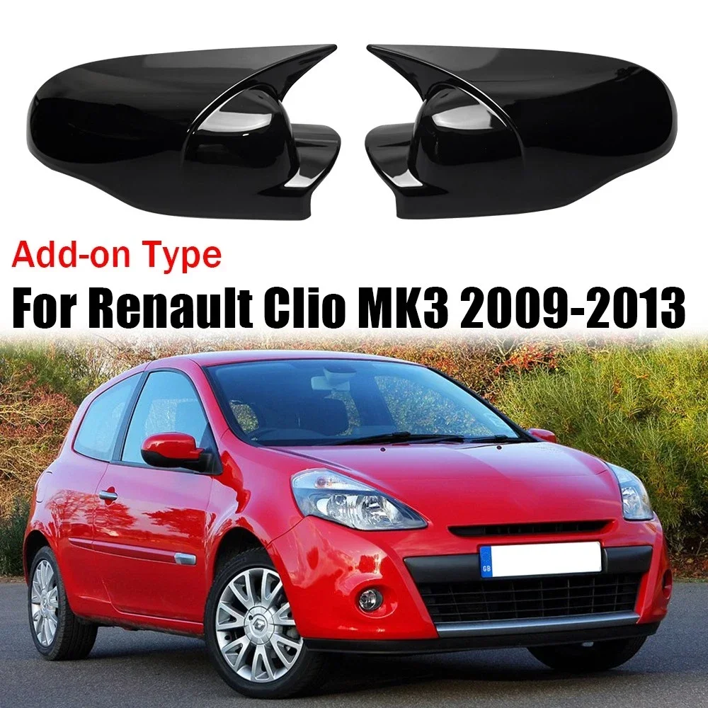 For Renault Clio 3 MK3 2009-2013 ABS Car Rearview Side Mirror Cover Wing Cap Exterior Door Housing Trim Adhesive Sticker