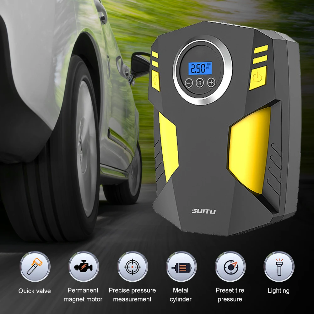 Portable Automobile Air Compressor Digital Tire Inflation Pump With LED Lamp Tire Compression Pump Compressor For Car Motorcy