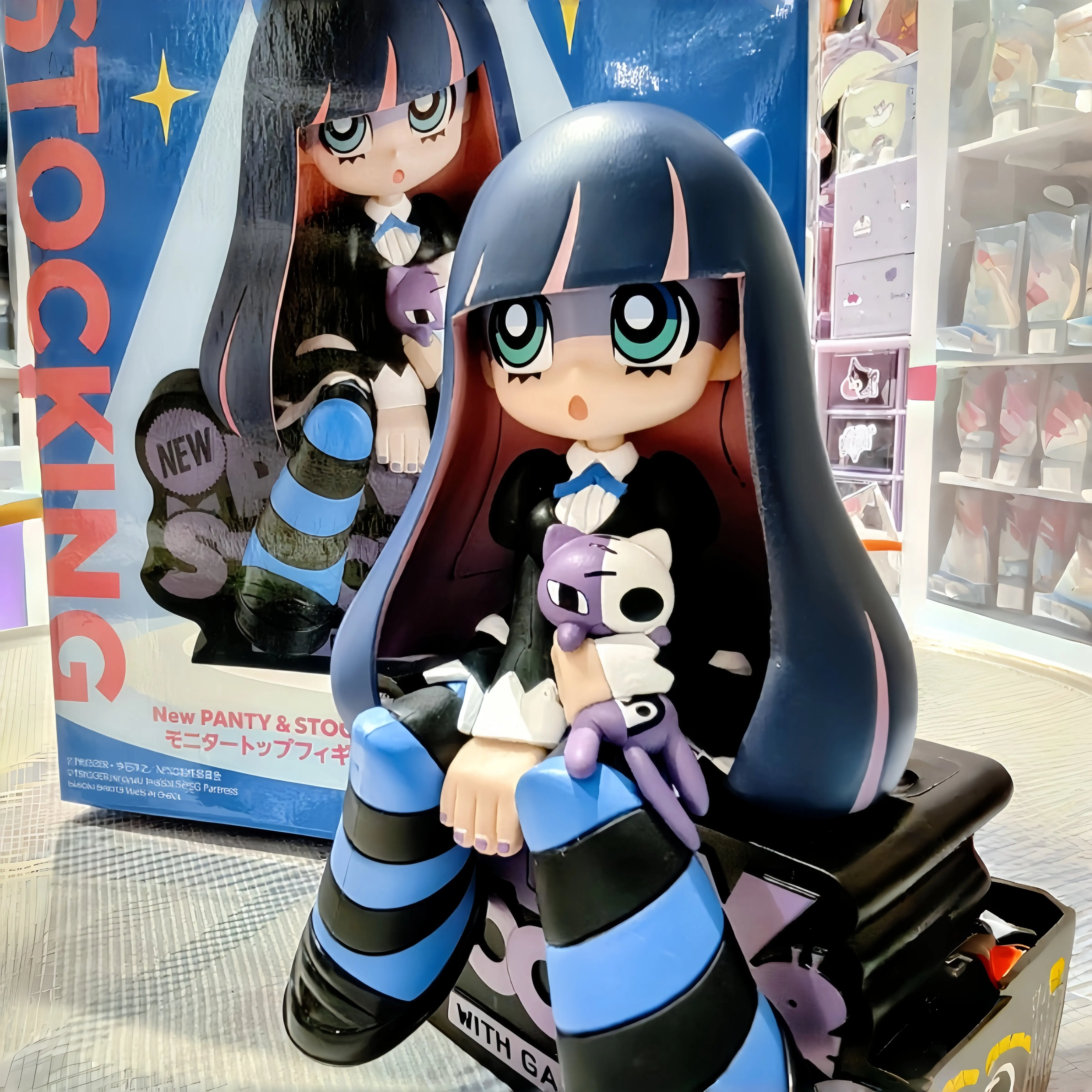 Original Banpresto Monitor Top Panty Anarchy Stocking Anarchy Panty & Stocking With Garterbelt 12cm Anime Figure Model Toys Gift