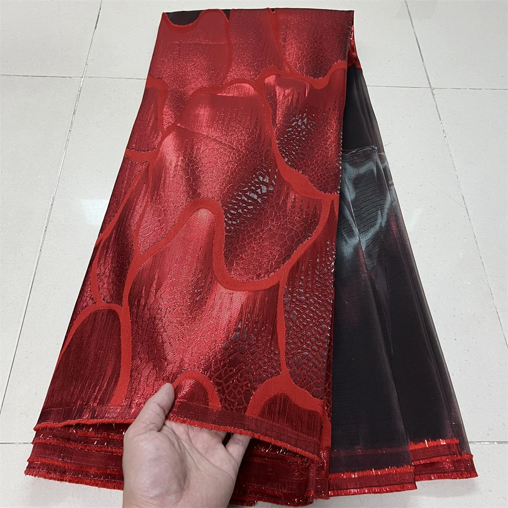 أحدث قماش دانتيل تول نيجيري عالي الجودة لعام 2025 من قماش الجاكار الأورجانزا المطرز جبر للحفلات الراقصة 5 ياردات YXZ185