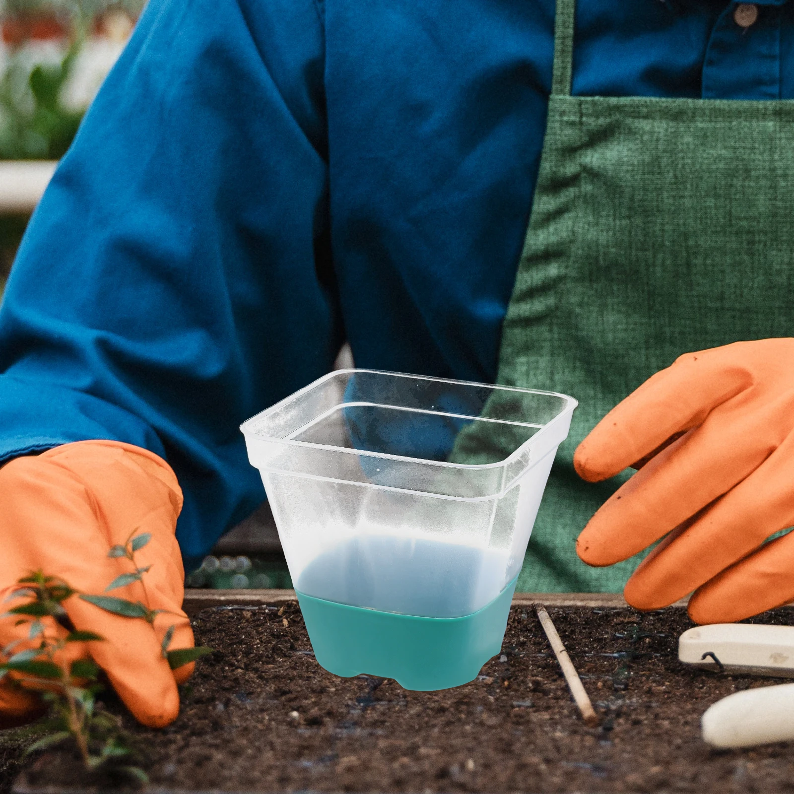 

6 Pcs Square Flower Pot Clear Transparent Breathable Planting Silicone Base Seedling