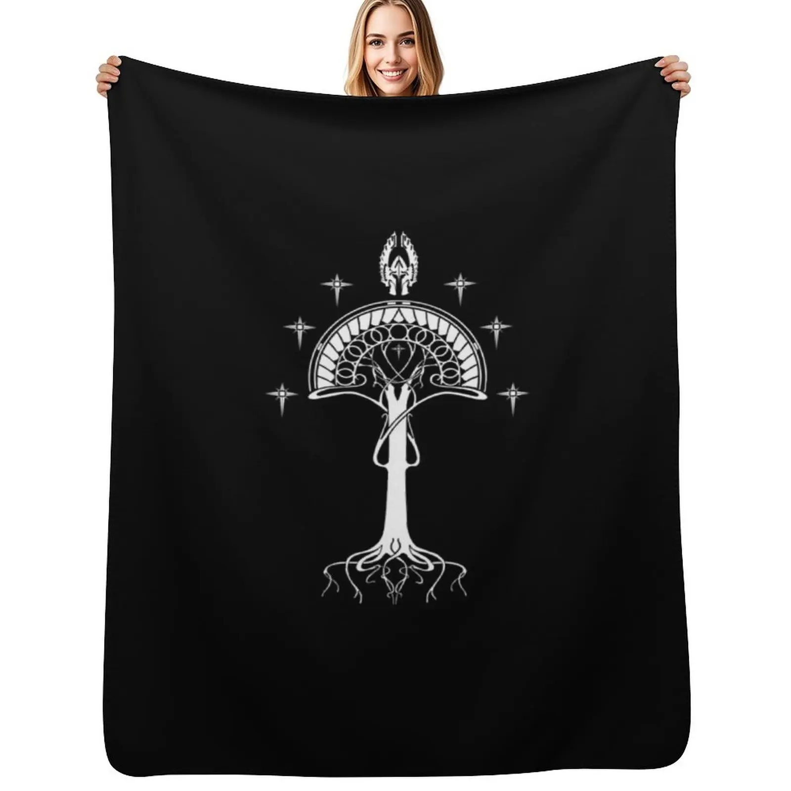 

Sigil of the United Kingdom of Arnor and Gondor (Gondorian black variant) Throw Blanket for winter Sofa Quilt Heavy Blankets