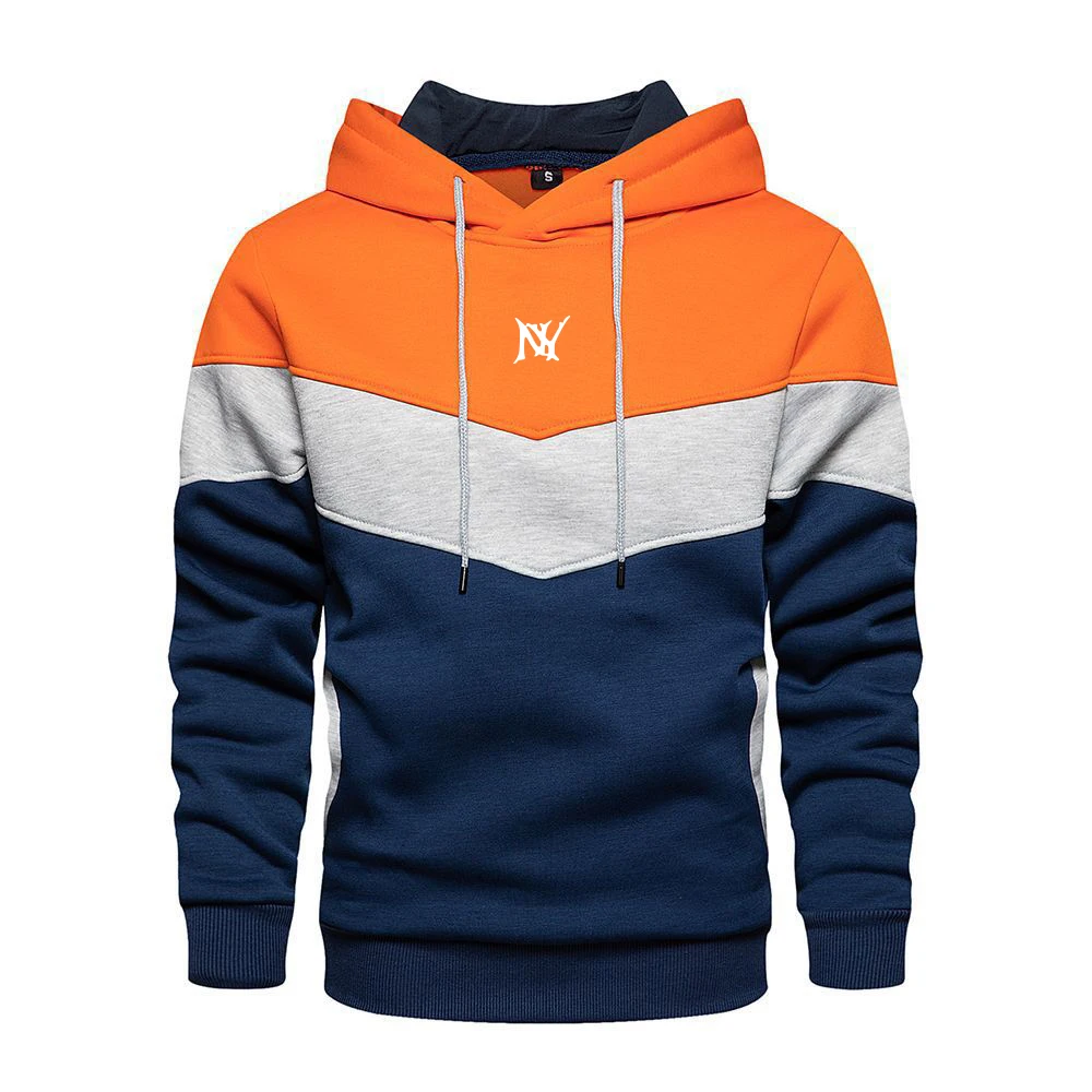 2026 Autumn/Winter New Men's Printed Splicing Hoodie Outdoor Slow Running Leisure Sportswear Street Fashion Men's Hoodie Coat