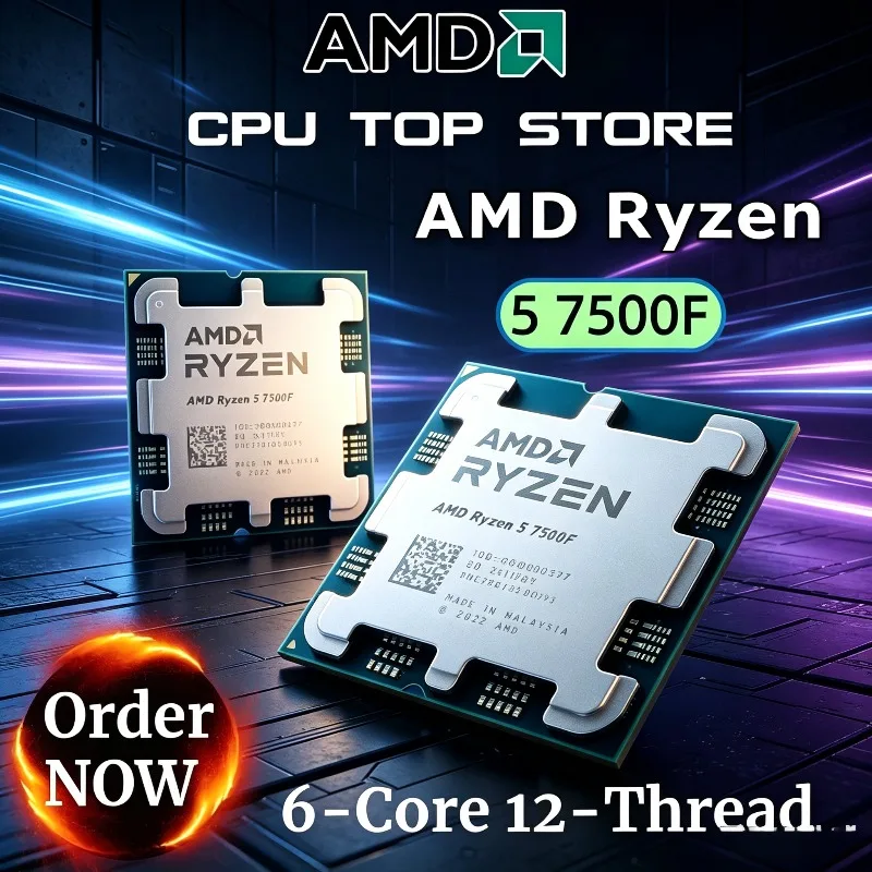 100% Neuf et Original AMD Ryzen 5 7500F, 6 cœurs 12 threads 3.7G, 32M L3, DDR5, AM5, 5n, 65, pour Thrive.