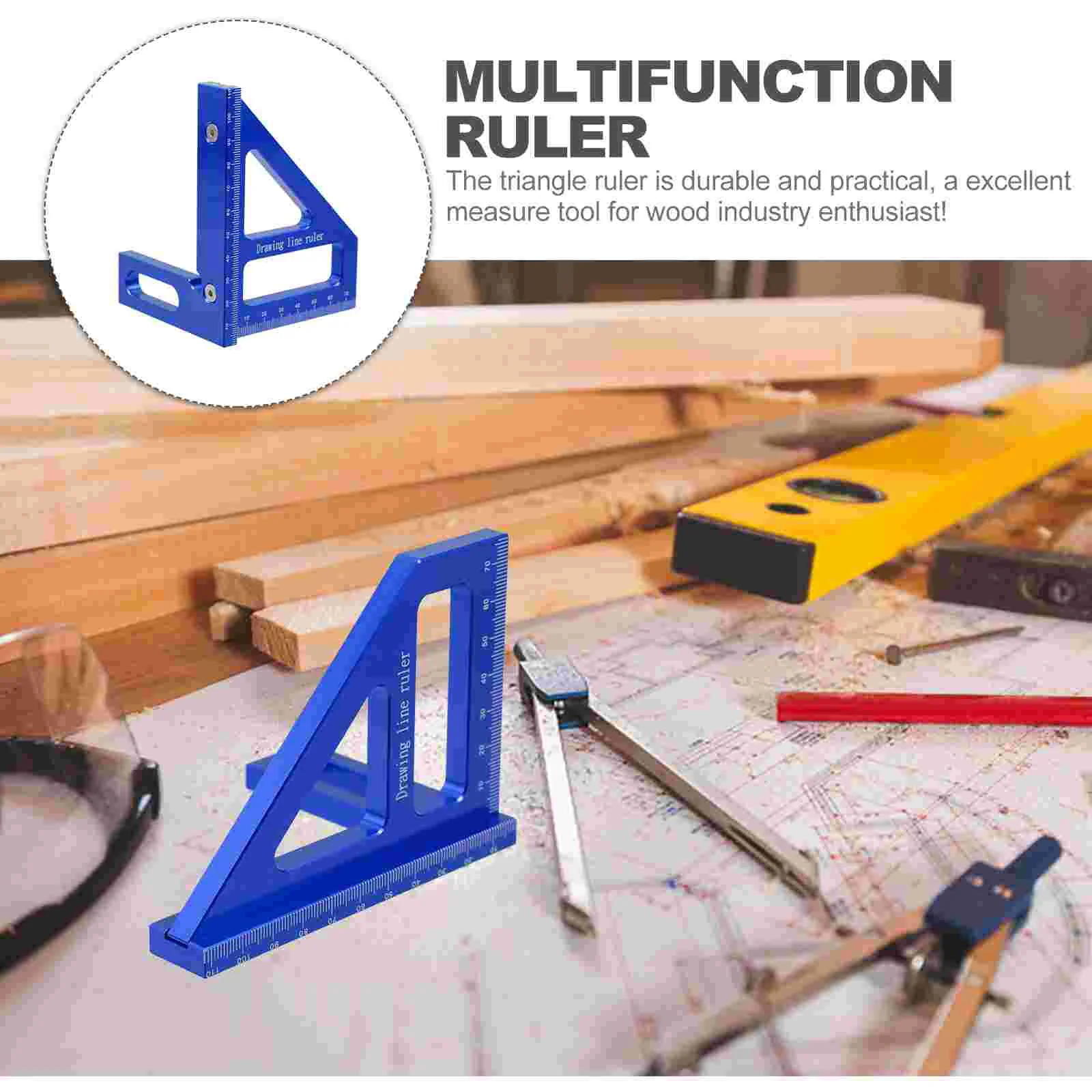 

45 90 Degree Triangle Ruler Red Scale Multifunctional Carpenter Woodworking Measuring Tool Angle Scribe for Men