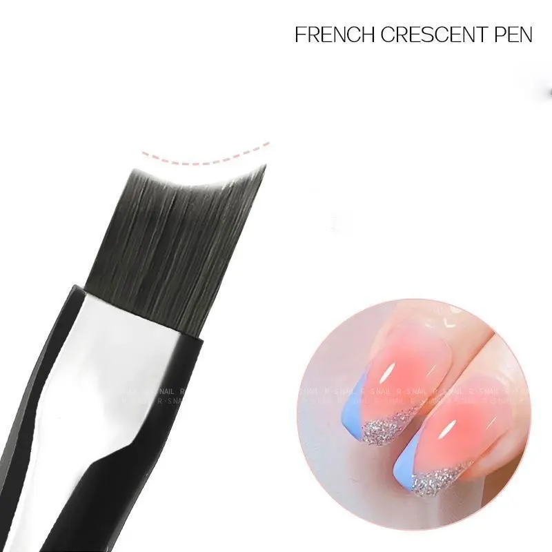 1 pz testa obliqua punta francese pennelli per unghie forma di luna francese pennello per unghie penna gel UV pittura acrilica disegno penna strumenti per manicure 8 #