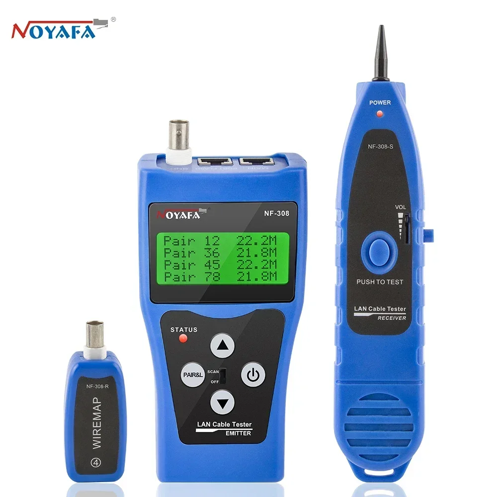 

NOYAFA NF-308 Measure Network LAN Cable Length Cable Continuity Test Wire Tracker RJ45 RJ11 Ethernet USB BNC Cable Tester