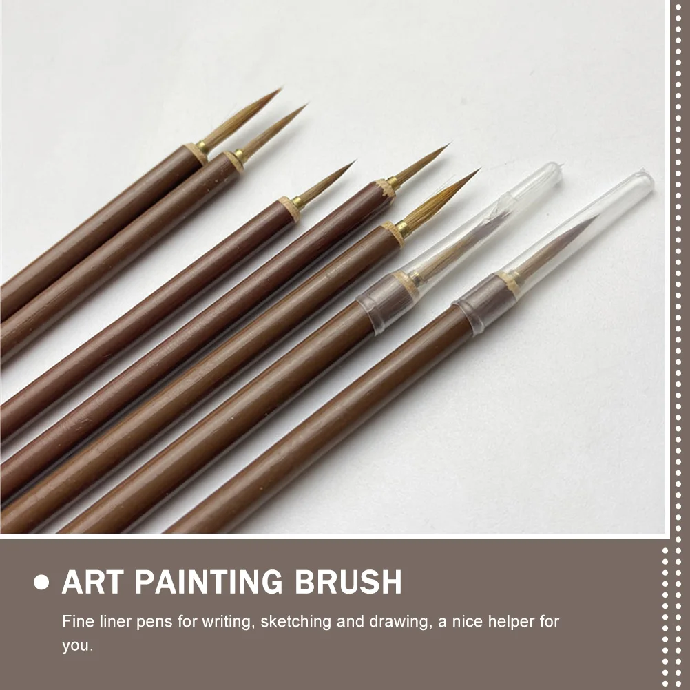 

6pcs Calligraphy Brush Set Weasel Hair Bamboo Chinese Painting Pens Watercolor Liner Small Drawing Tools for Artists