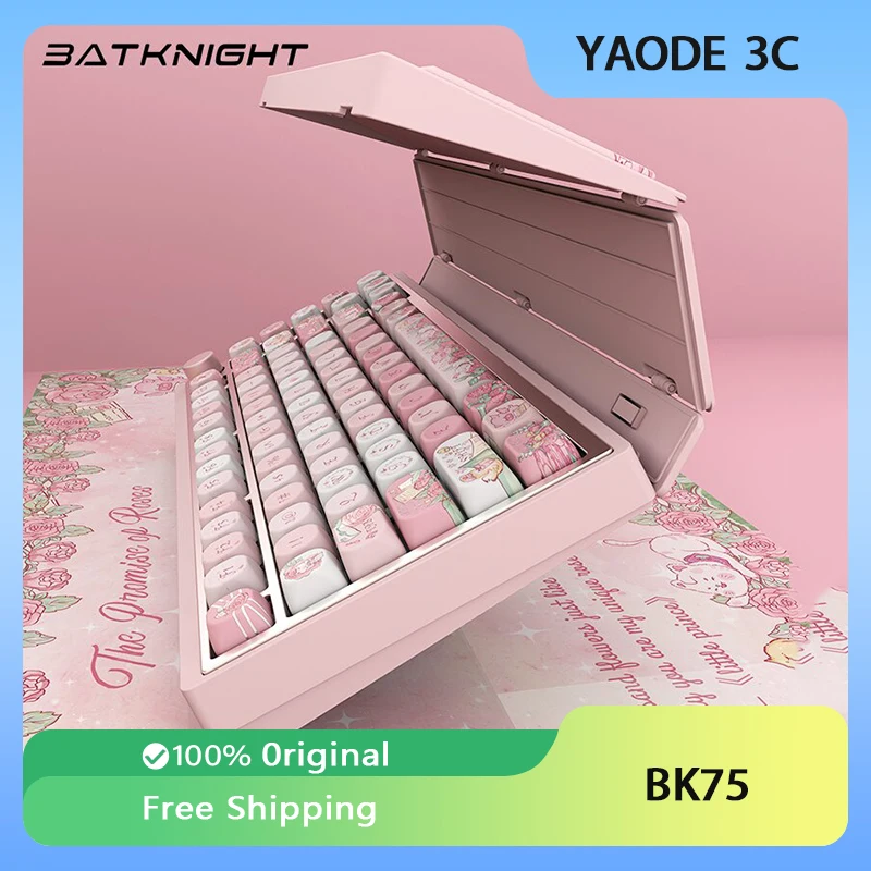 

Механическая клавиатура Batknight BK75 The Covenant of The Rose, трехрежимная подставка для рук с возможностью горячей замены, игровая клавиатура, игровые аксессуары