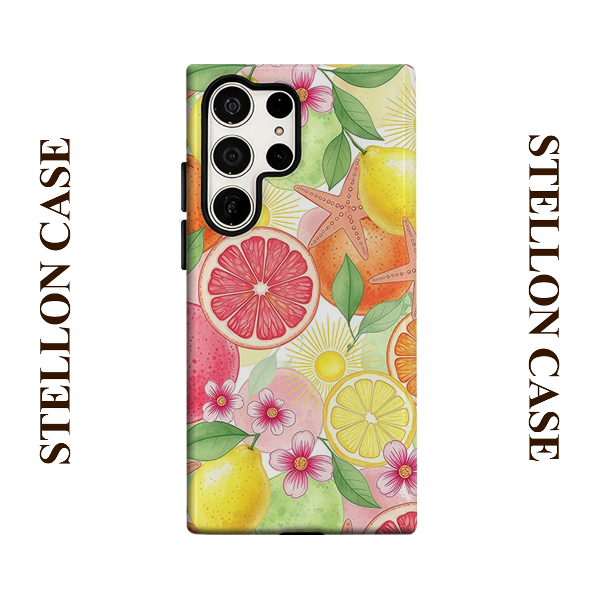 Tropical Citrus Floral For Samsung Galaxy Phone Case S23 S20 S25 FE S24 Plus S26 Ultra 2-IN-1 Shockproof Bumper Hard PC