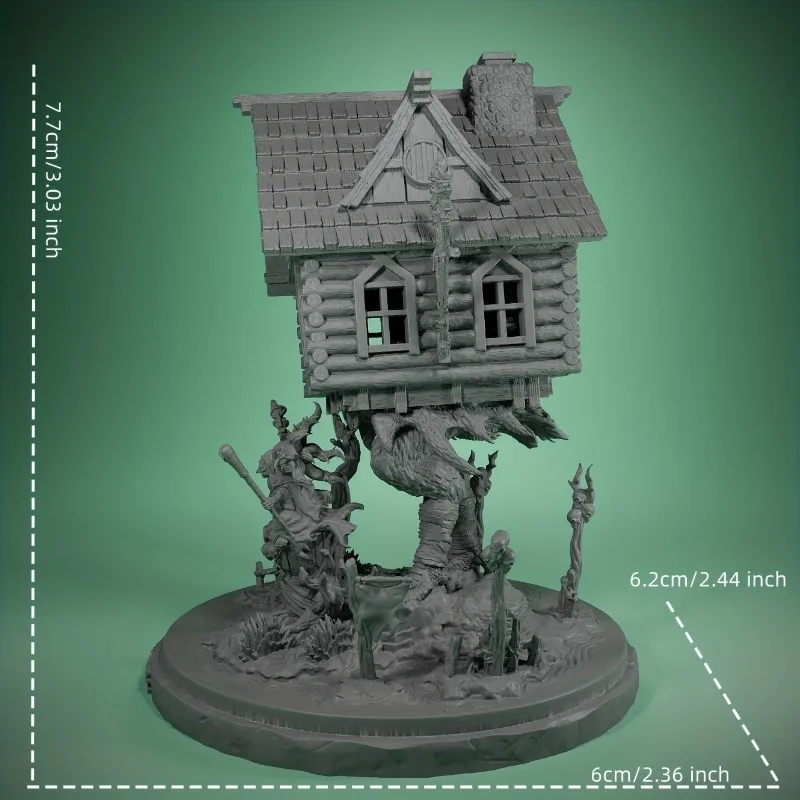 Capanna di Baba Yaga in miniatura in resina dipinta a mano - Perfetta per giochi da tavolo e decorazioni per sala giochi, miniature in resina, regali giocattolo modello