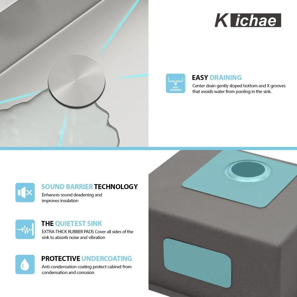 الفولاذ المقاوم للصدأ 21 بوصة Undermount وعاء واحد المطبخ بار بالوعة الحديثة يدويا كونترتوب الرطب بار بالوعة #4