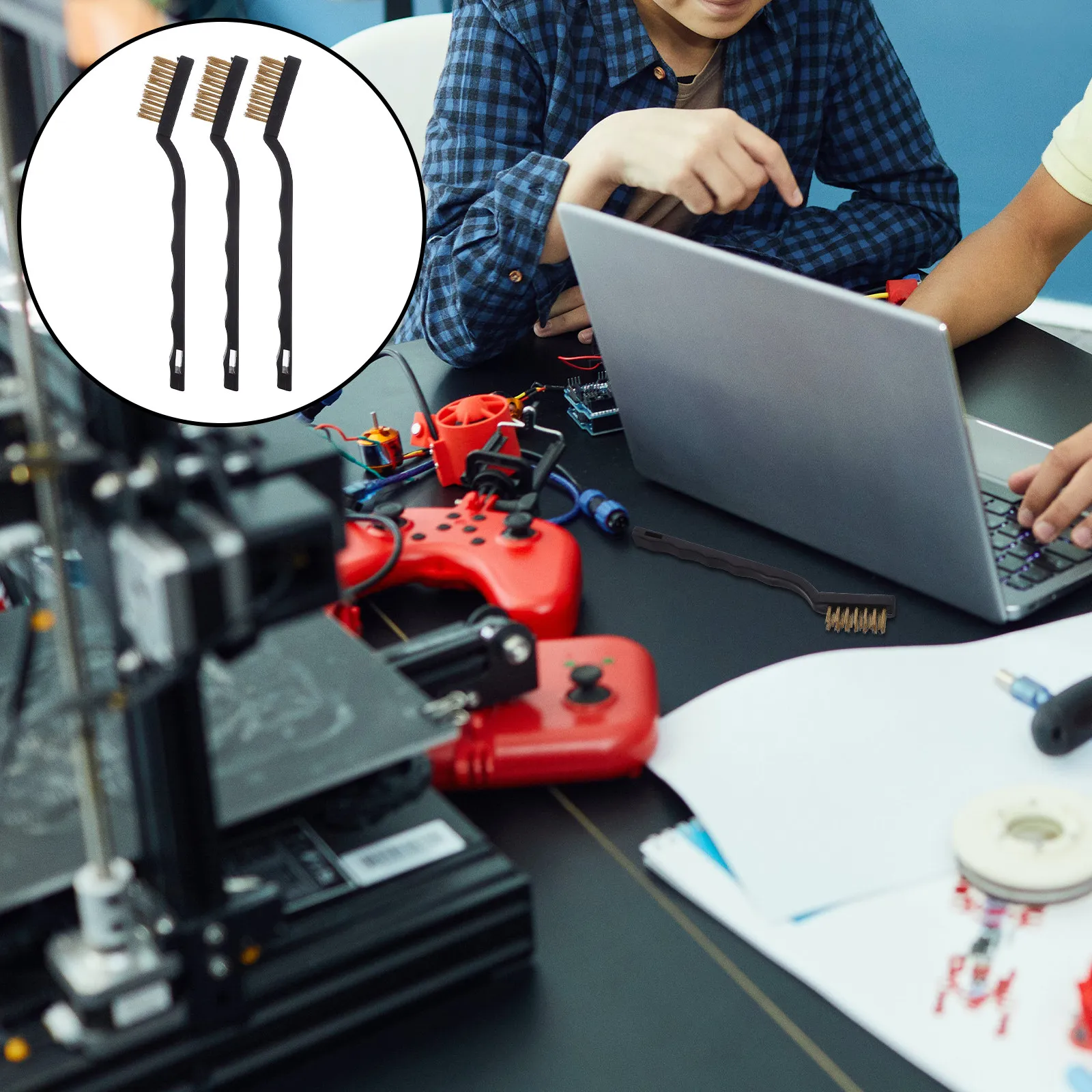 

Набор из 6 изогнутых латунных проволочных щеток для чистки сопел 3D-принтеров, полировки, удаления ржавчины, сварочного шлака и зачистки от царапин