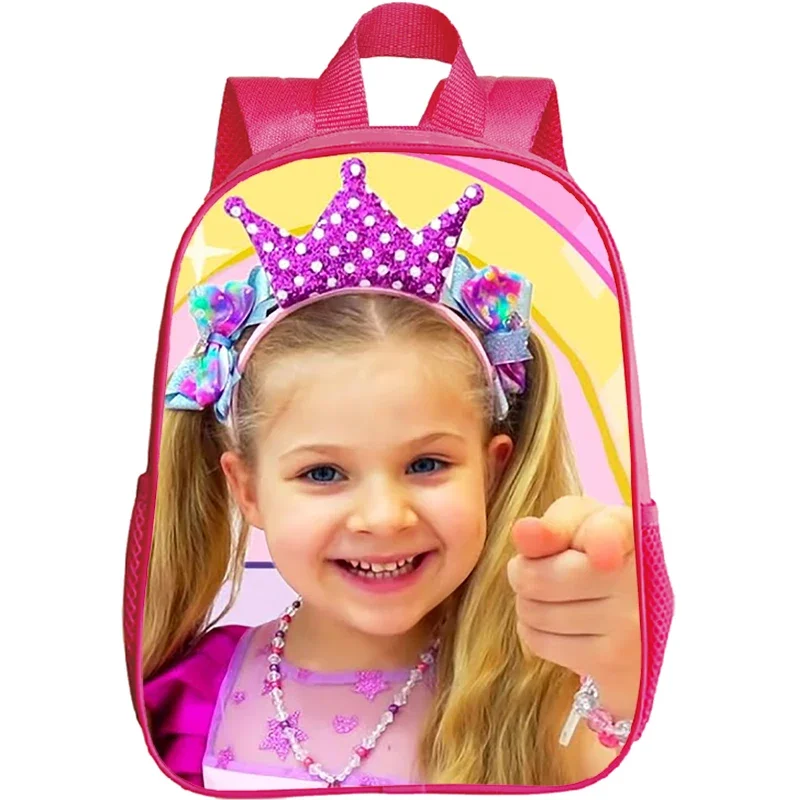 

12 inch Pink Backpack Kids Diana Show Print School Backpack For Girls Portable Kindergarten Schoolbag Cute Baby Book Bag Mochila