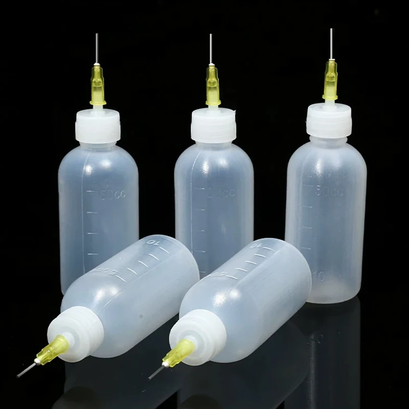50ml Plastikowa Butelka z Dyszą do Czyszczenia Rąk, Płyn do Czyszczenia Lutowniczy, Przezroczysty Płyn, Topnik, Alkohol, Dozownik Oleju, Naprawy DIY z Końcówką Igłową