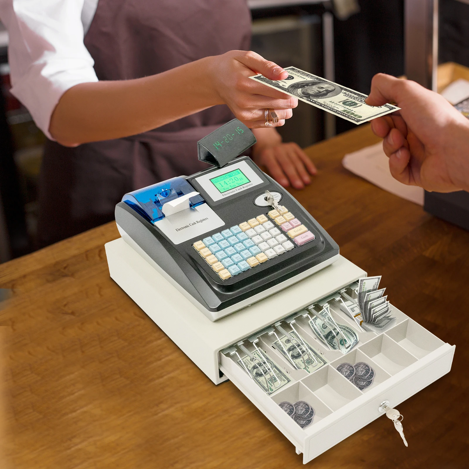 Cash Register For Small Businesses Cash Register With Cash Drawer Double Display Electronic Cash Register