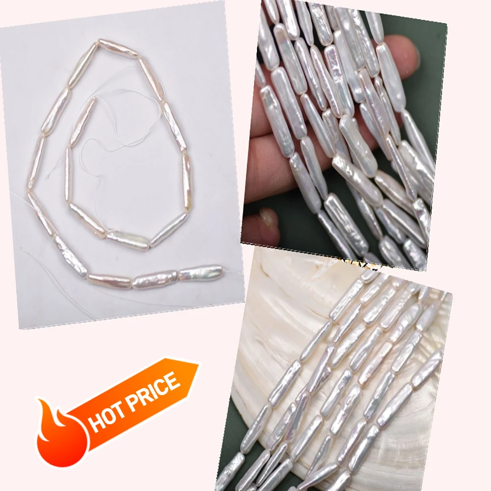 

6x22mm Baroque Small Silver Bar High-Luster Irregular Natural Freshwater Pearl DIY Necklace Bead Jewelry Accessories Wholesale