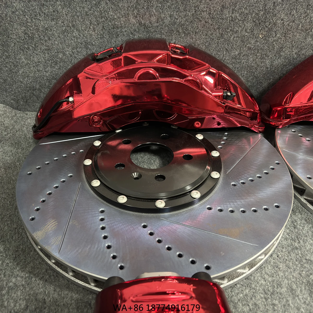 مجموعة فرجار فرامل ألومنيوم كبيرة 10 أقدام عالية الأداء مع مجموعة فرامل قرصية محفورة ومشقوقة لـ 488 328 F8 SF90 F430 #3