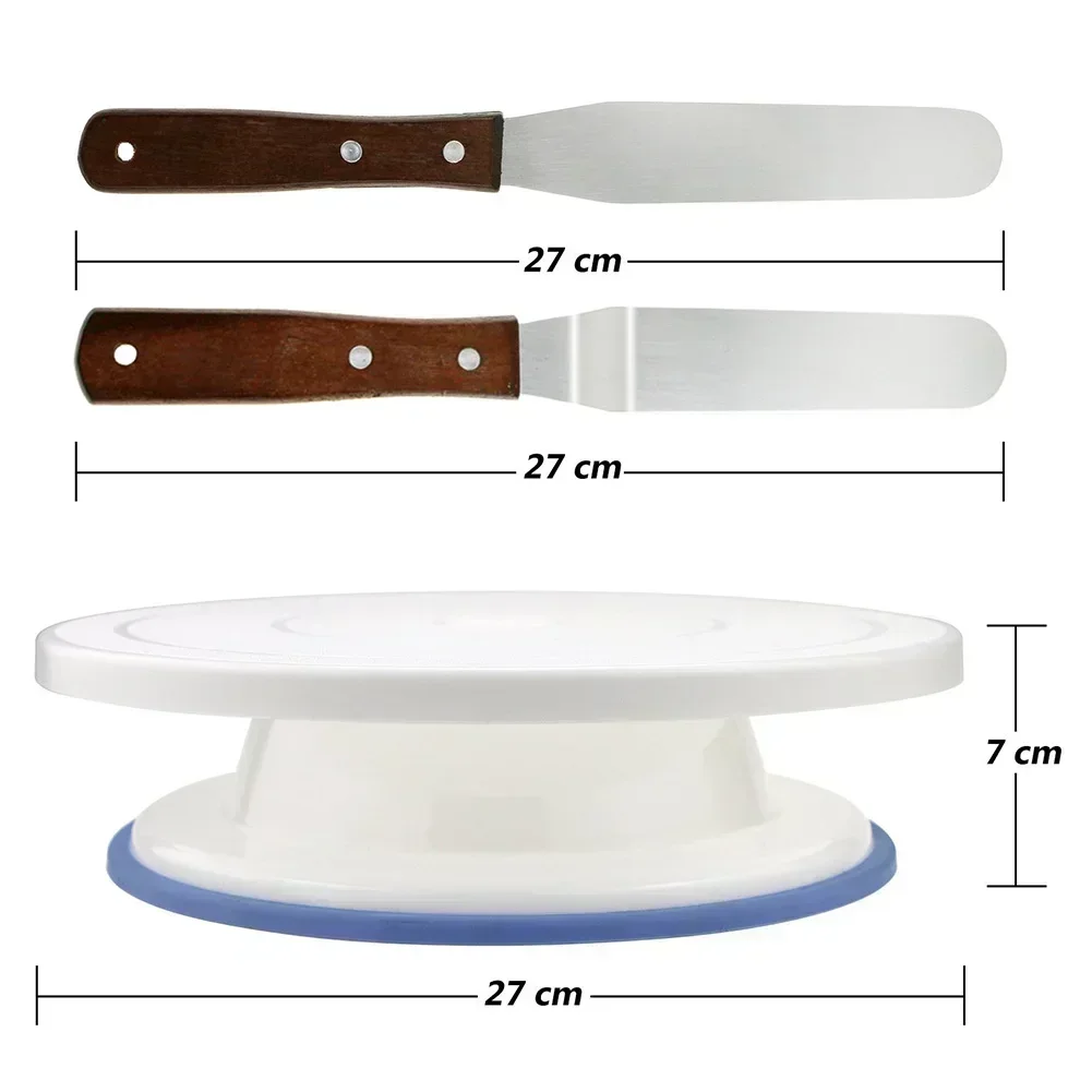 Plastic Cake Turntable Rotating Cake Plastic Dough Knife Decorating 10 Inch Cream Cakes Stand Cake Rotary Table