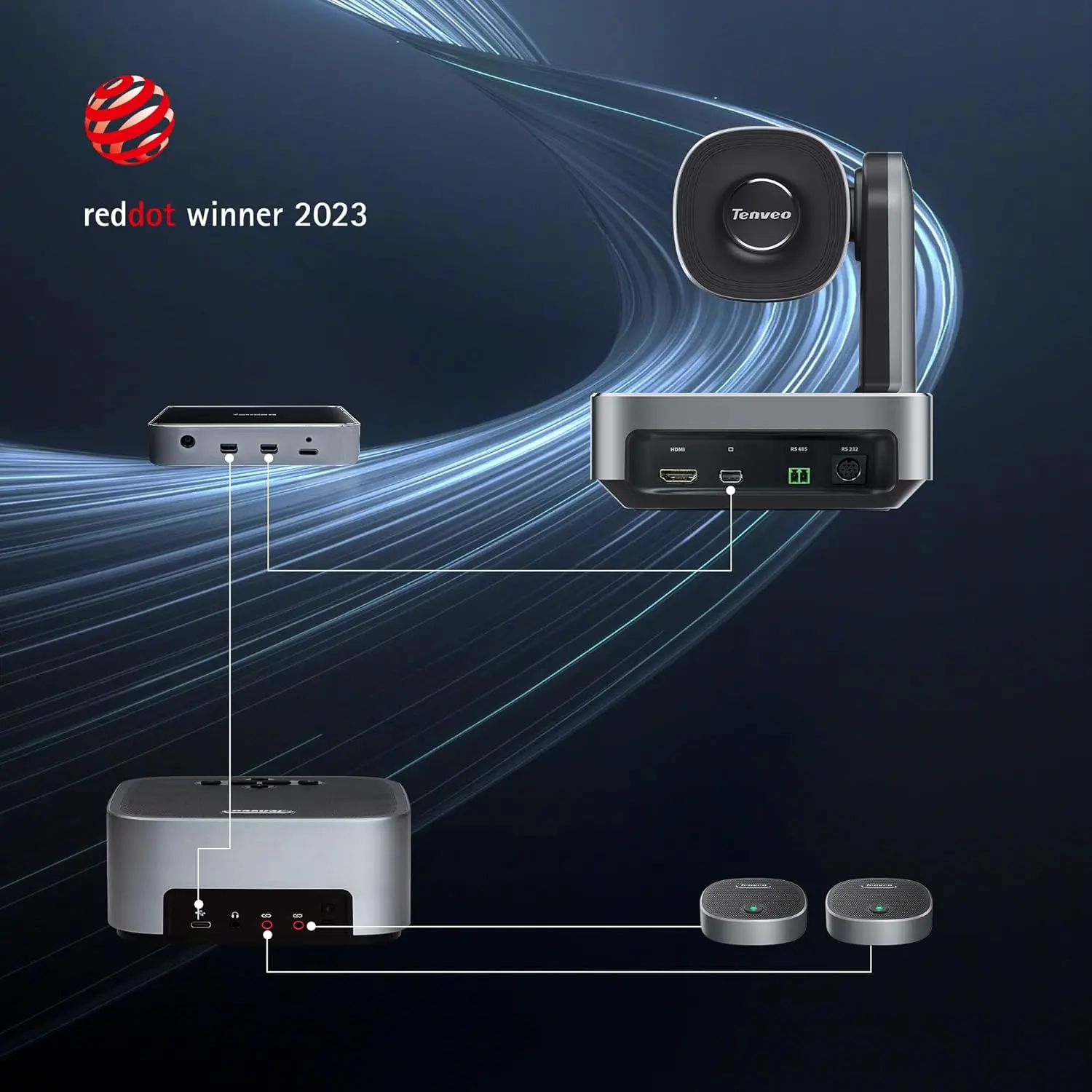 Tenveo 4K Resolution 1080p PTZ Camera 12x Optical Zoom Plug And Play Video Conference Microphone System