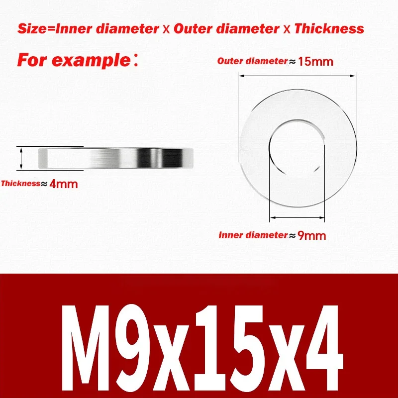 M9 M10 M11 M12 M14 M16 M20 M30 M40 304 Stainless Steel Smooth Extra Thick Washers Enlarged Gasket Flat Washers Thick 3mm~8mm
