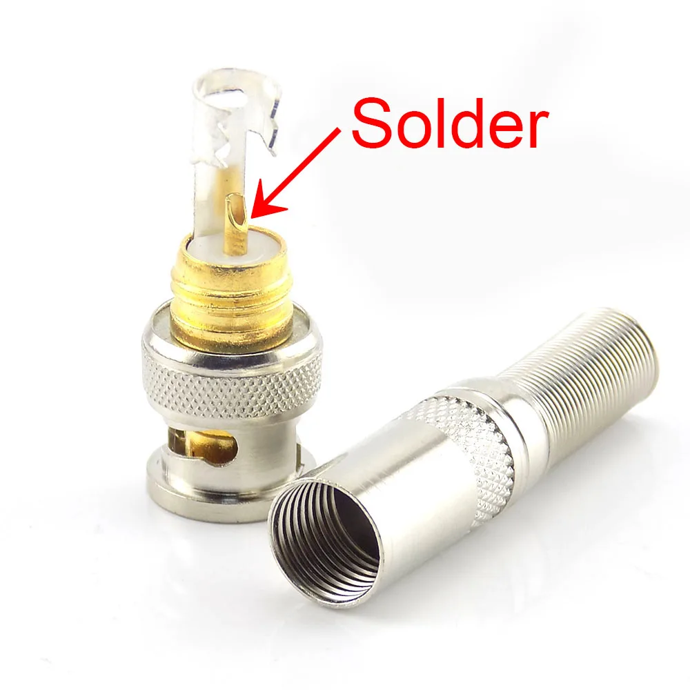 5pcs BNC Male Solder Copper Pin BNC Connector for Cctv Camera System Security Accessories C3