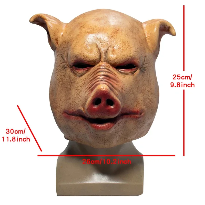 

CyCafele Scary Horror Latex Pig Head Mask Masquerade Costume Animal Cosplay Full Face Latex Mask Halloween Party Decoration