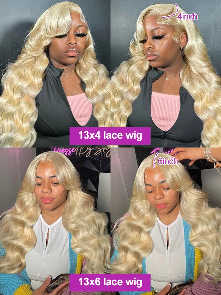 13x6 13x4 HD Transparent 613 Honey Blonde Body Wave Lace Frontal Human Hair Wigs 40Inch Brazilian Color Lace Front Wig For Women