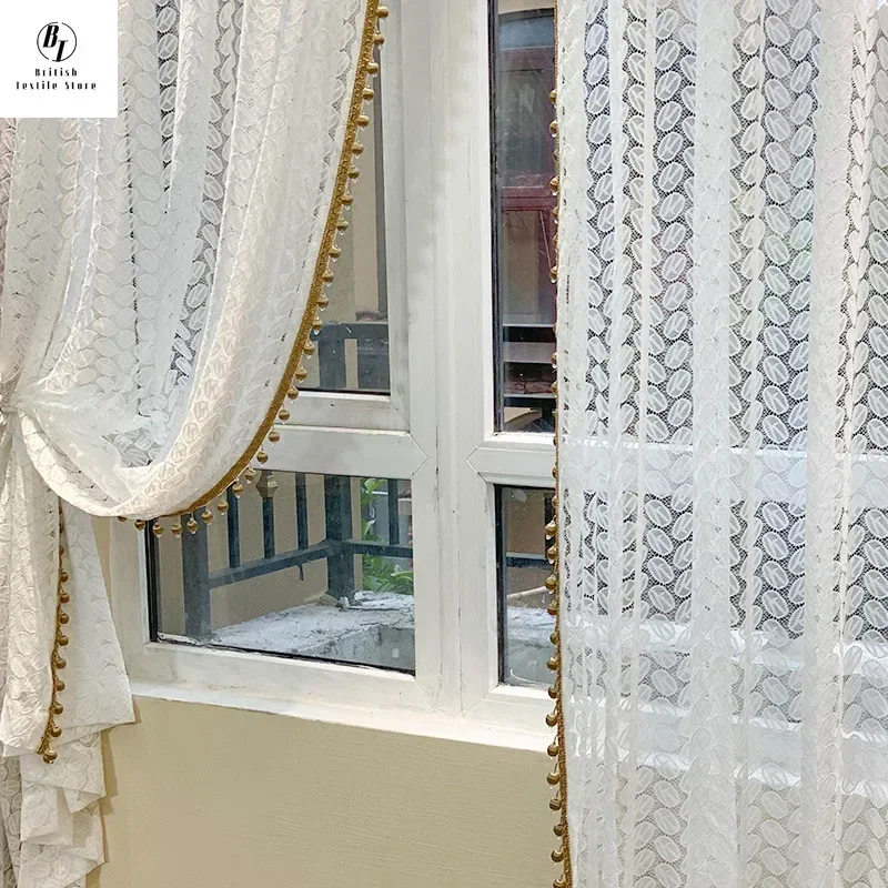 

Custom Size！！French Style Retro Jacquard Wedding Simple Curtain Screen Curtains for Living Dining Room Bedroom Decor Window
